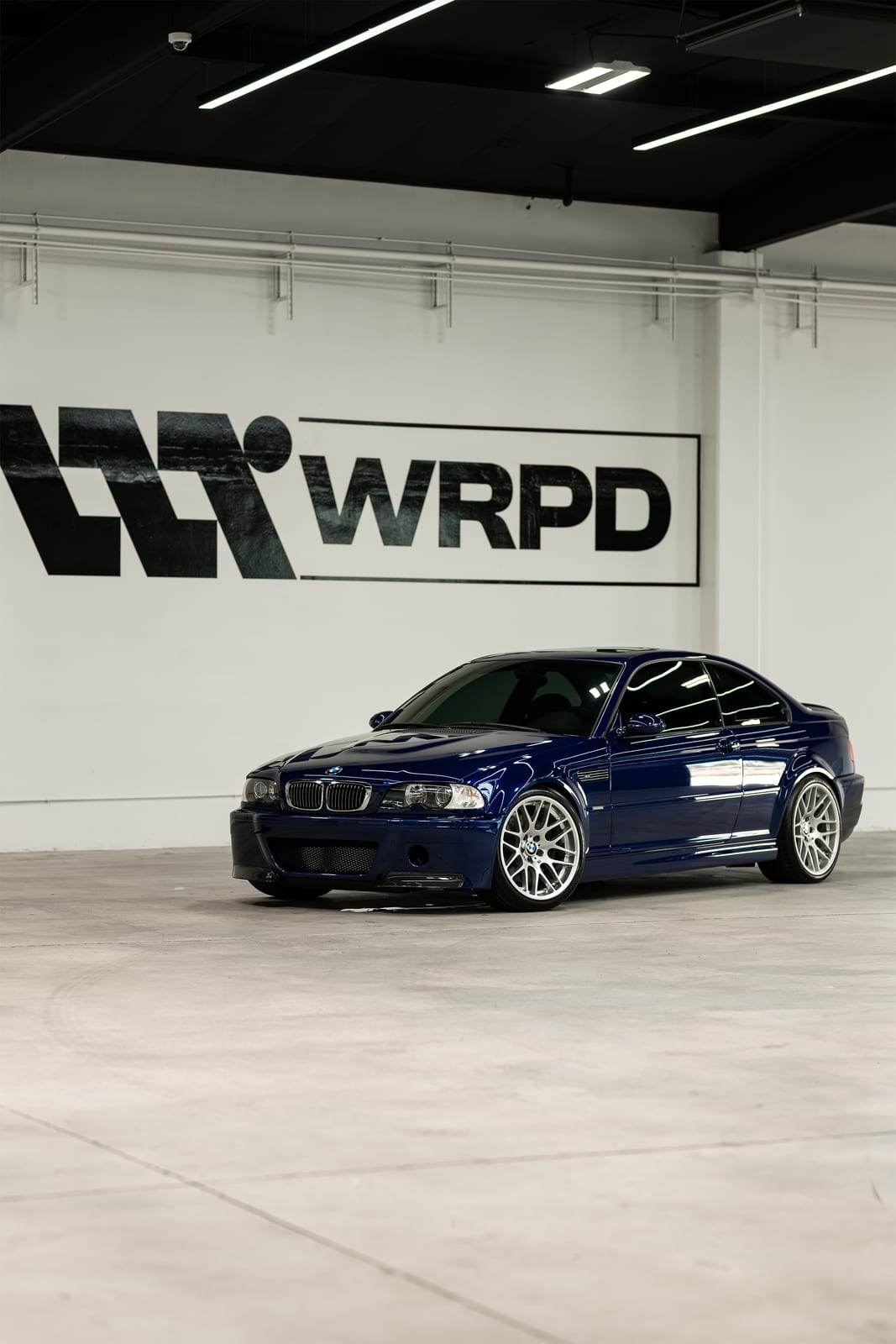 Blue BMW M3 coupe in the WRPD studio